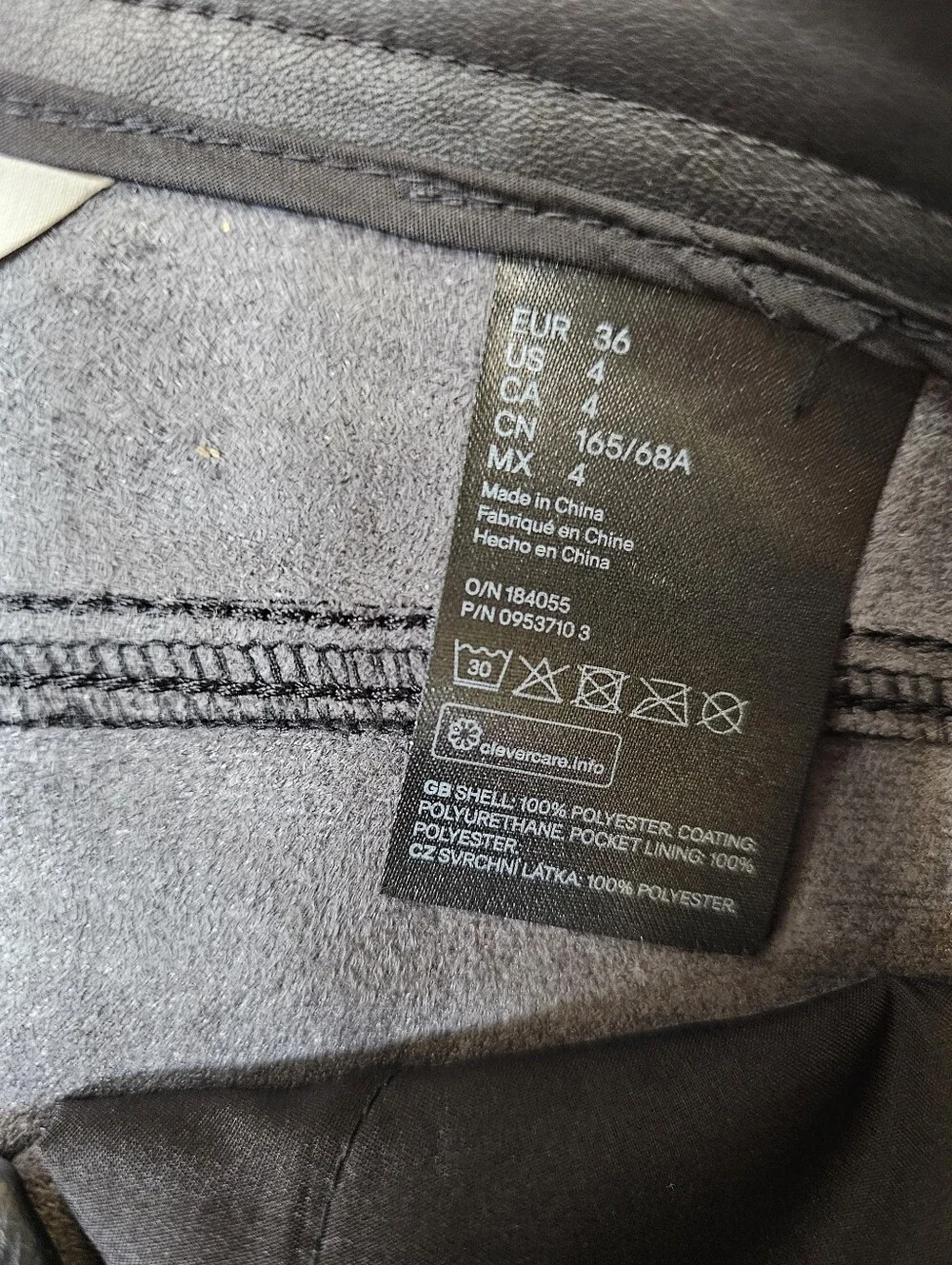 H&M black faux leather straight leg pants 4 - Picture 6 of 9